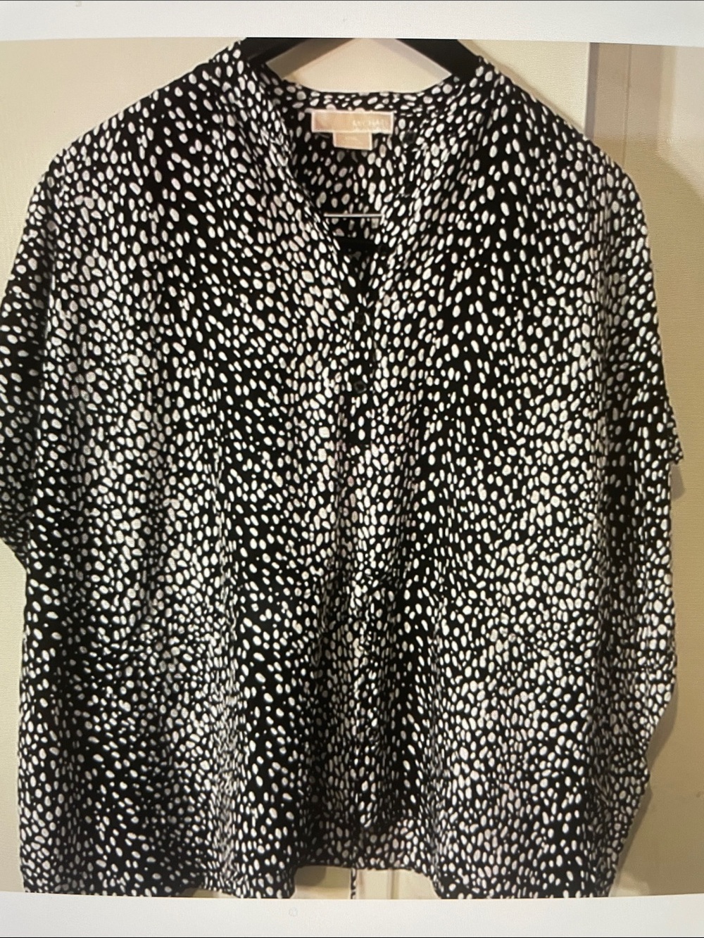 Michael Kors V-Neck Black  and White Pattern Blouse